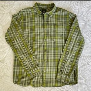 Men’s Green Plaid Prana Shirt Size L